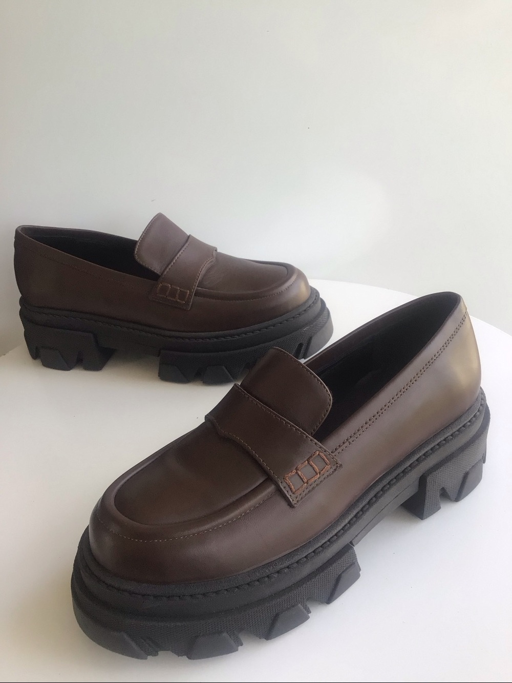 Alohas trailblazer brown chunky loafers size 38 7.5 - Picture 15 of 16
